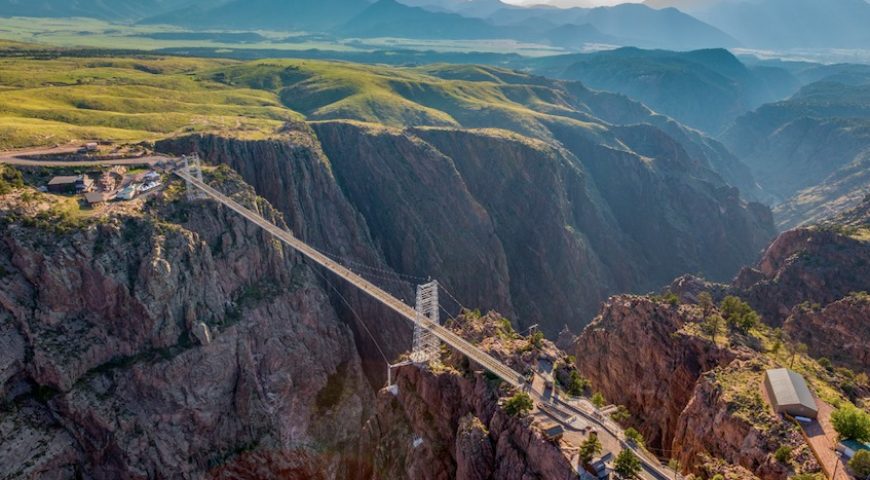 The Royal Gorge Bridge connects the rims of the Royal Gorge near Cañon City